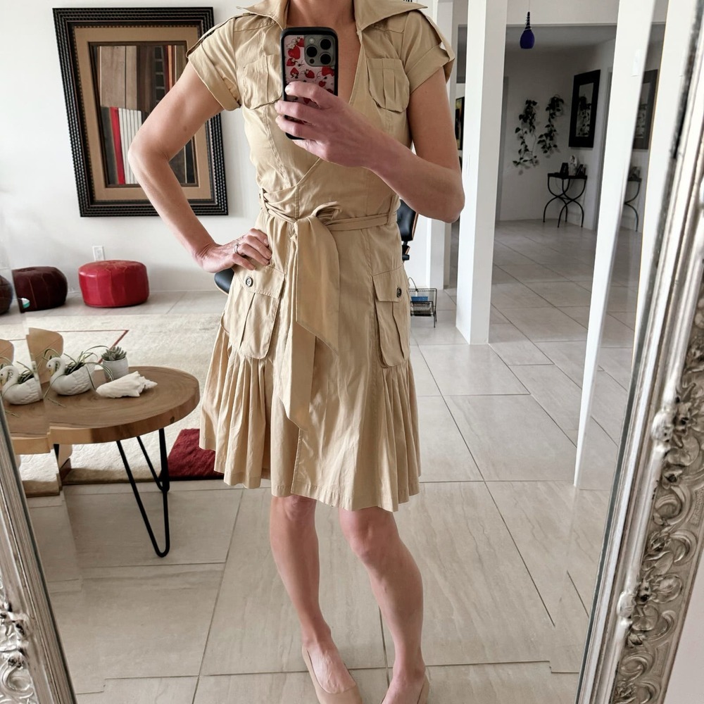 Dianne Von Furstenberg Sleeveless Button Front Wrap Dress Tan Size 0